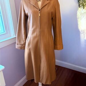 Women's Tan Leather Coat